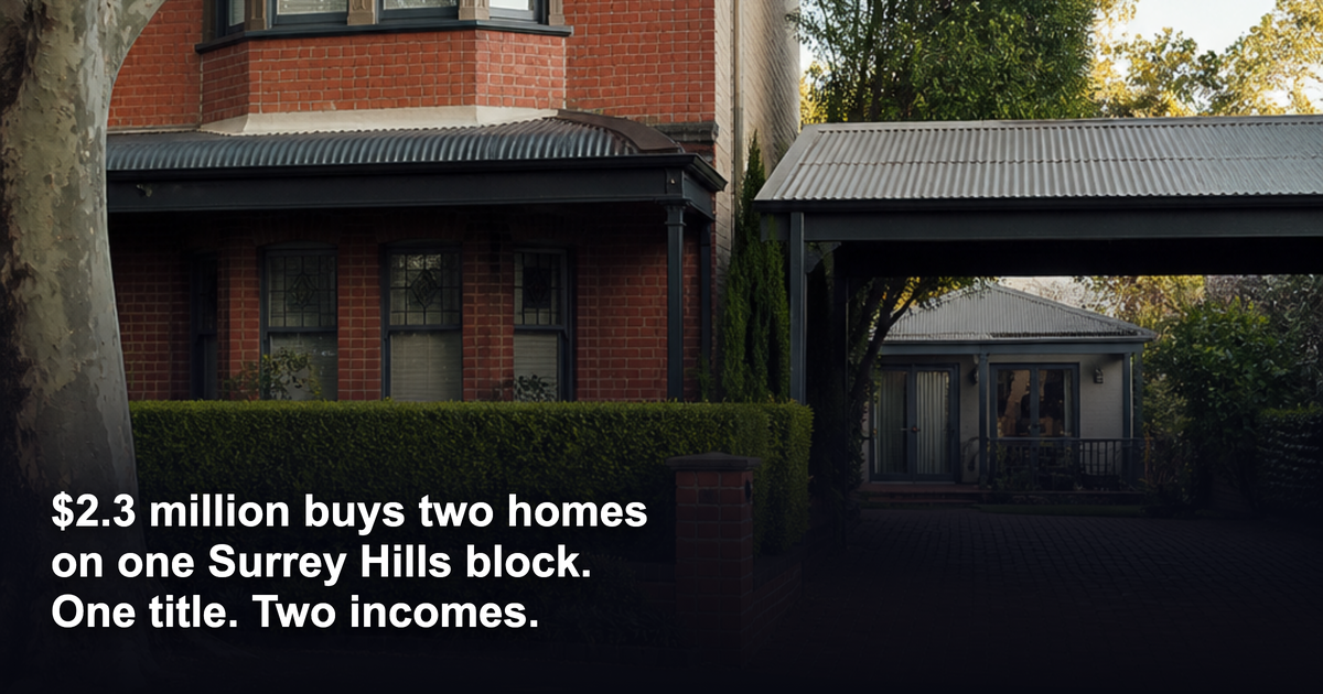 $2.3m for two homes on one Surrey Hills title: is one dual-income asset better than two separate ones?