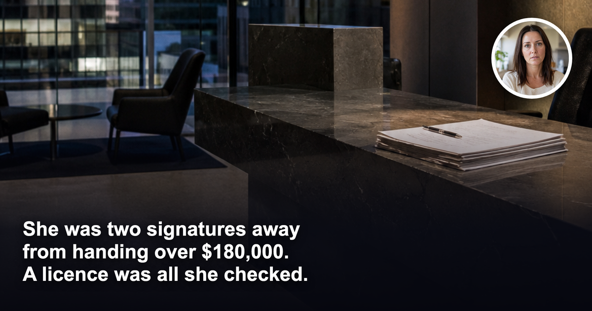 A licence was all she checked. Up to $138 million is now feared lost at a licensed Sydney firm.