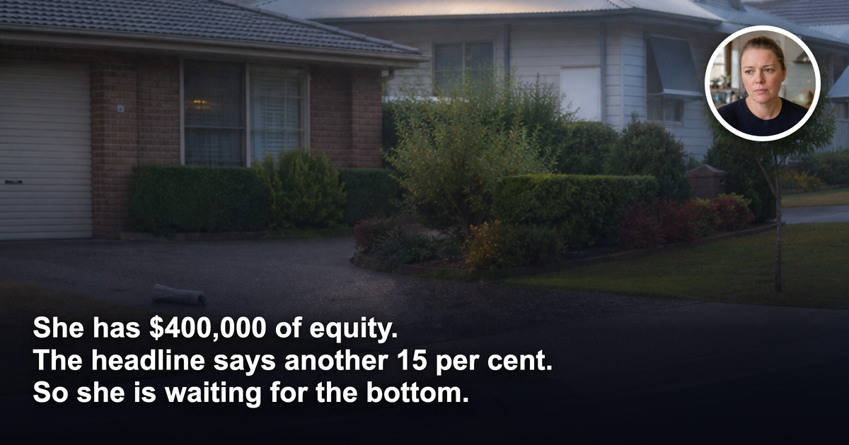 'Do I wait for the bottom?' She has $400,000 of equity and a headline saying 15 per cent more to fall