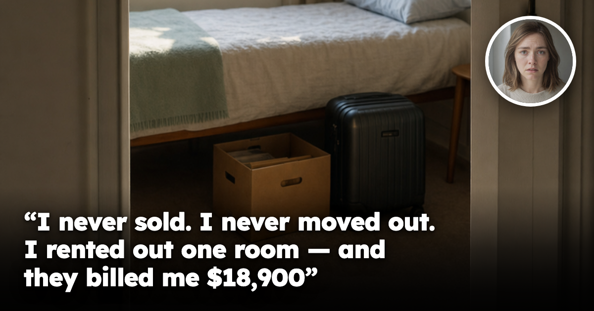 A small second bedroom with a neatly made bed, a packed suitcase and a spare key on a side table
