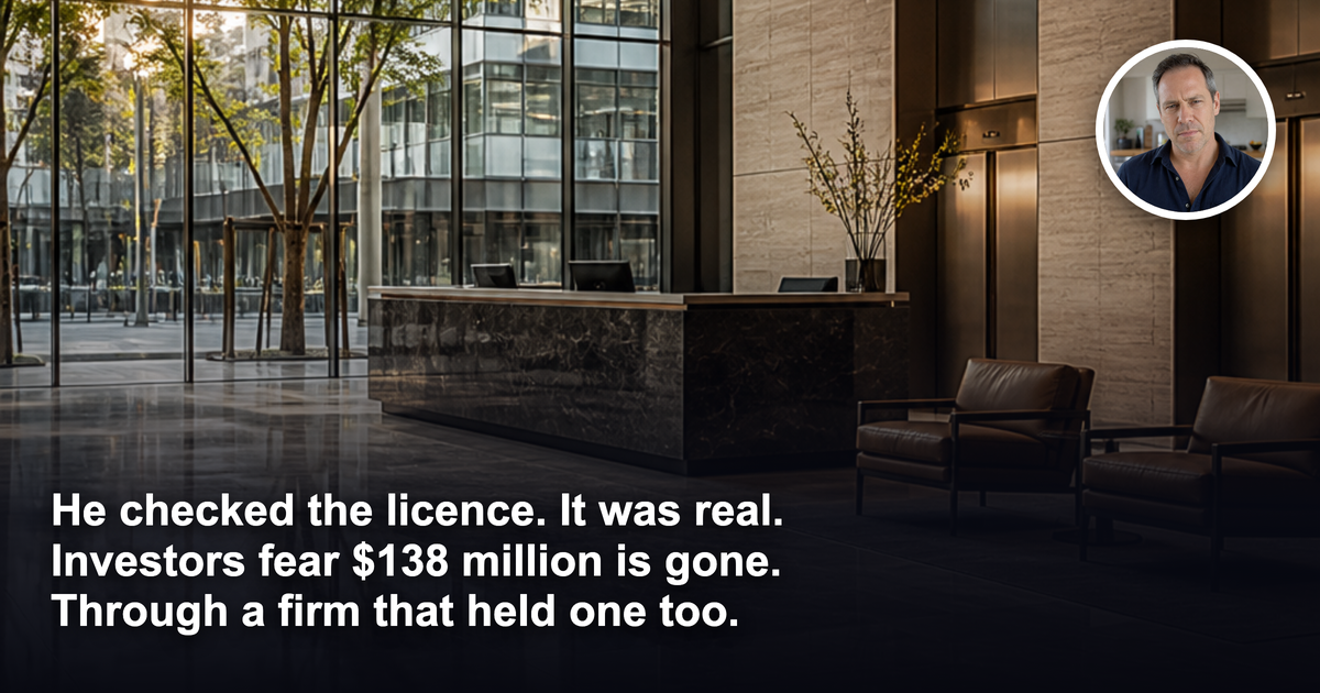 He checked the licence and it was real. Investors still fear $138m is gone. What was he checking?