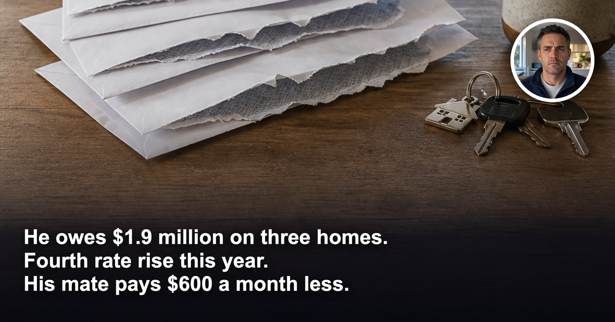 He owes $1.9 million across three properties. The fourth rate rise this year is the one that broke his broker