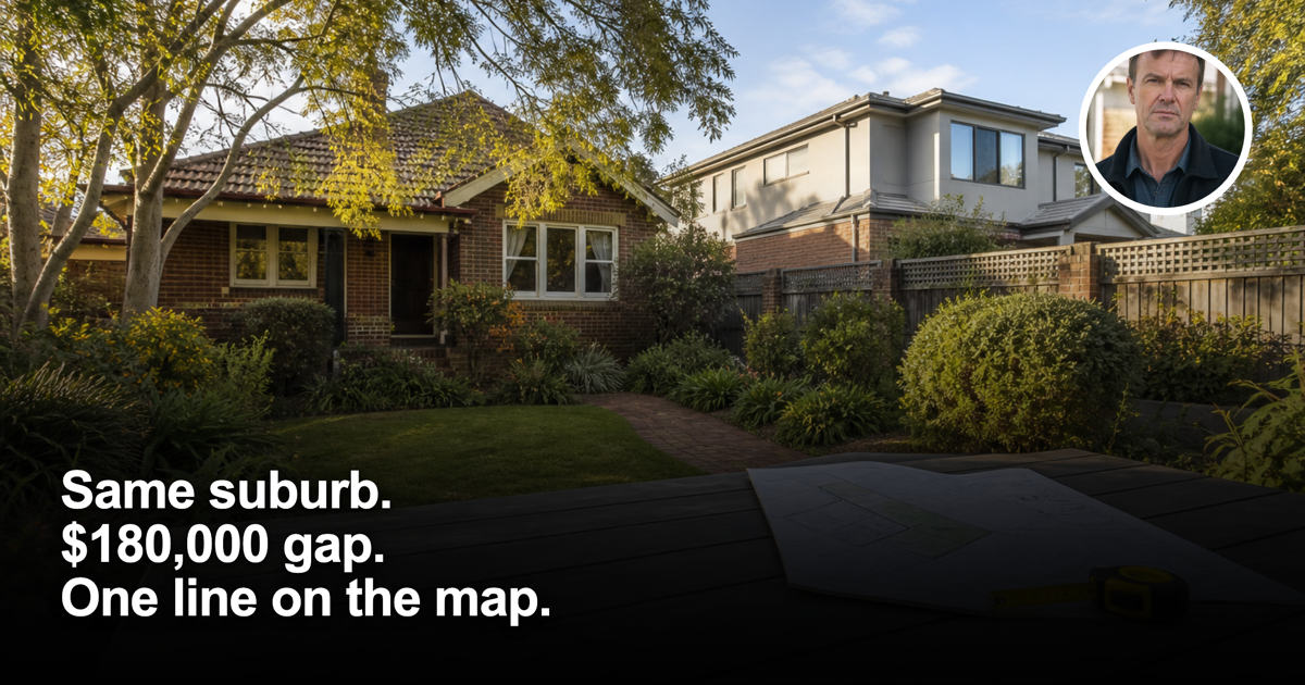 Character suburban house beside a modern home, illustrating a heritage planning overlay