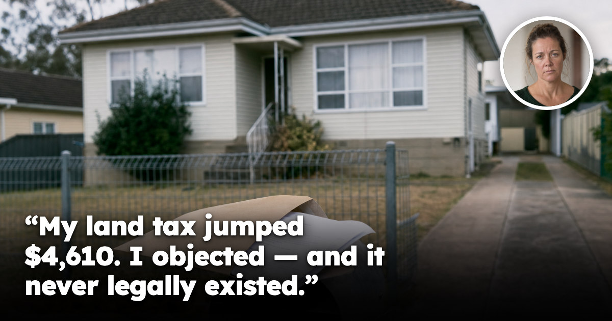 An opened government valuation notice resting on a suburban letterbox outside an Australian investment property