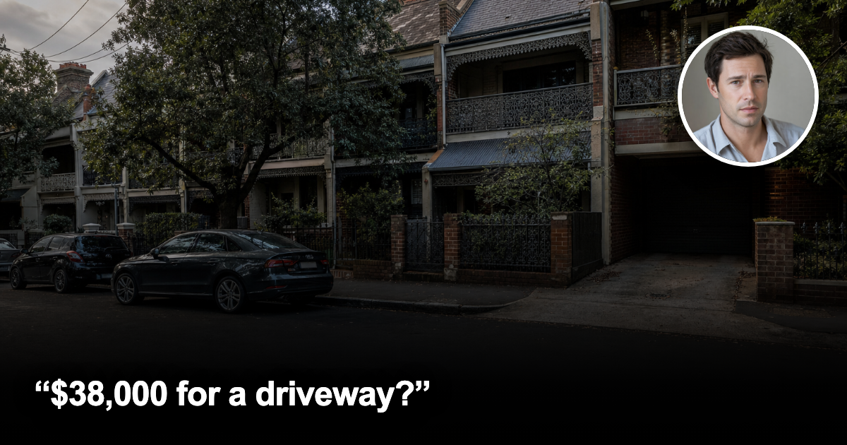 Australian terrace street with a legal driveway beside parked cars