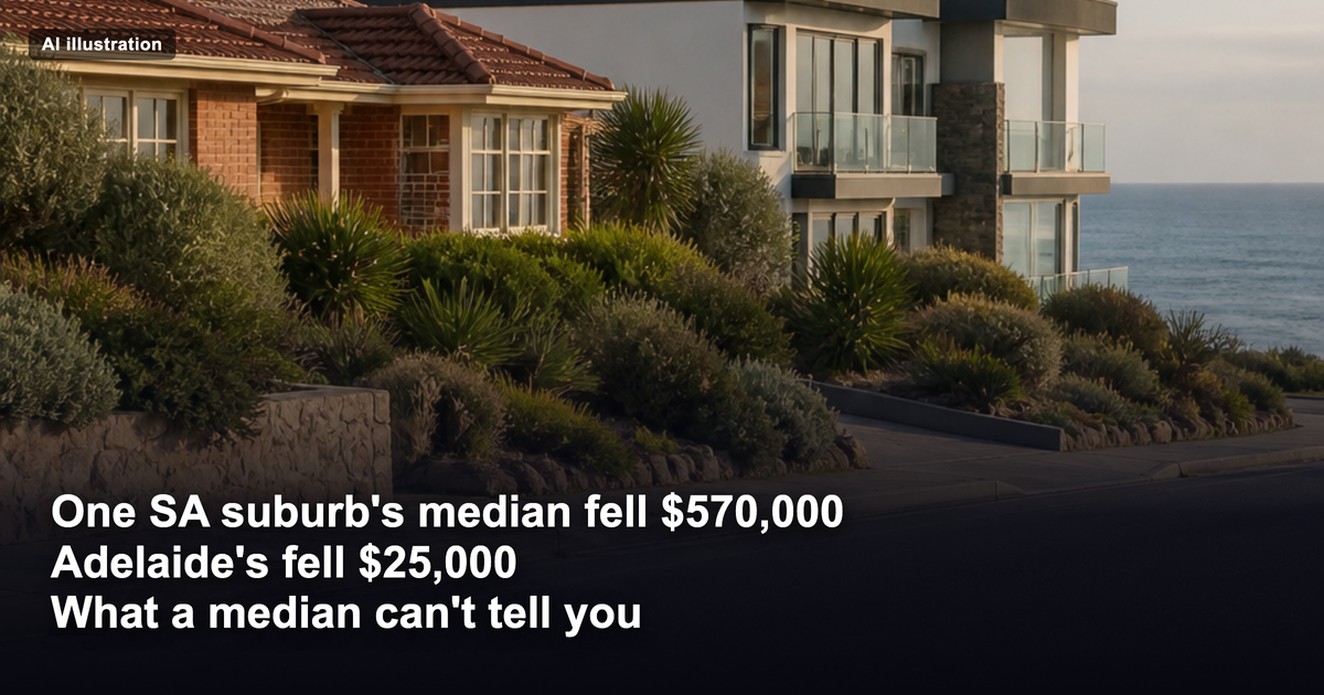 One SA suburb's median fell $570,000. Adelaide's fell $25,000. Which tells you more?