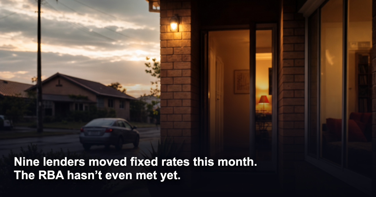 Australian suburban brick house at dusk with bank letters on an outdoor table