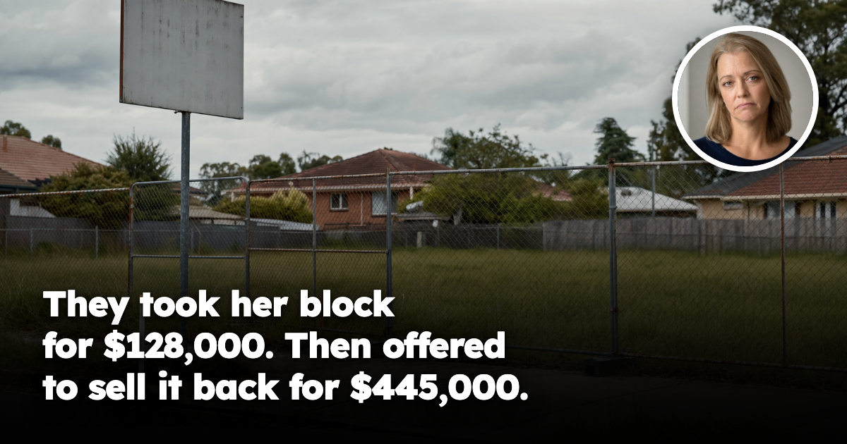 Vacant fenced-off suburban parcel of resumed land sitting unused behind government construction fencing