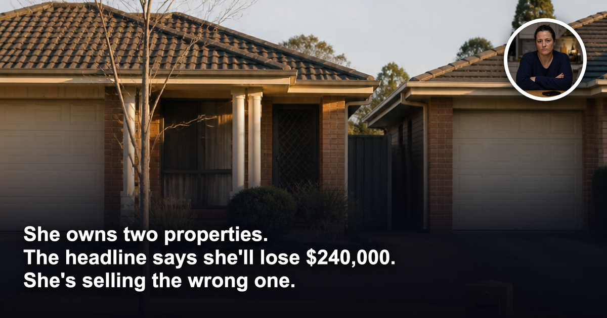 The headline says she will lose $240,000. So she is selling the property that isn't falling