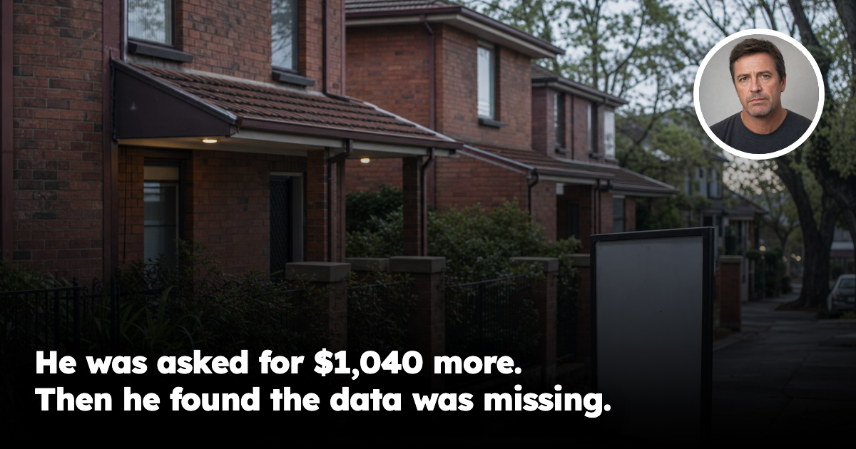 Australian brick townhouse street with a male headshot inset